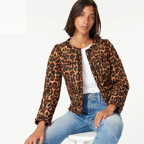 NEW JCrew Quilted PrimaLoft leopard lady jacket - Picture 2 of 5